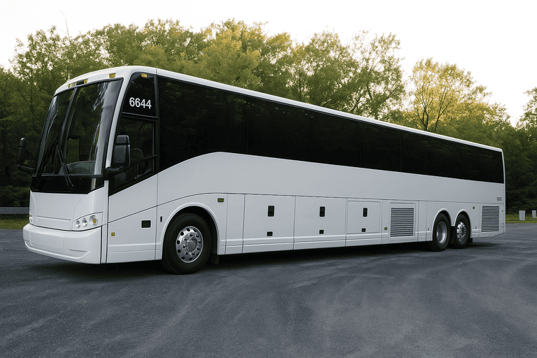exterior of Charter Bus Rental Fayetteville coach bus